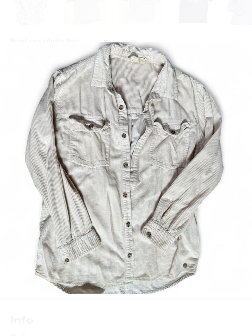 Roxy Cream Ribbed Button-Up Shirt